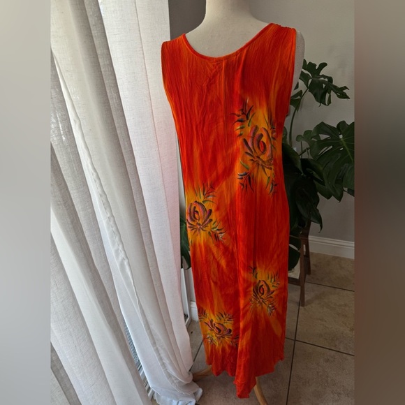 Tropical vacation dress Vibrant Orange Sleeveless Dress maxi - Picture 3 of 4